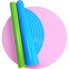 Unbranded Pratik Mutfak Ölçü Çizgili Yuvarlak Silikon Yapışmaz Hamur Matı (30 Cm)