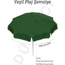 Düvenci Toptan Yeşil Plaj Şemsiyesi 200 cm Çap /10 Telli, Polyester Kumaş