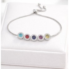 Doğum Taşı Bileklik 925 Ayar Gümüş – Aile Bilekliği, Burç Taşlı Bileklik, Kişiye Özel Renkli Taşlı Bileklik
