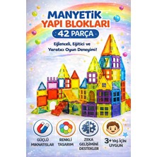 Hak-İş Oyuncak Dude Magnetic Tiles Dream Builder 42 Parça Renkli Manyetik Yapı Seti