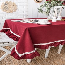 Dnc Home Tekstil Premium Keten Bordo Özel Seri Masa Örtüsü