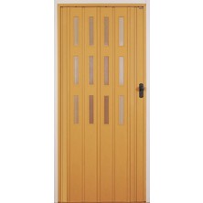 Dekoraks 3 Sıra Camlı Akordeon Kapı, Meşe Ahşap Desenli, 72X200CM