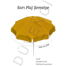 Düvenci Toptan Sarı Plaj Şemsiyesi 200 cm Çap /10 Telli, Polyester Kumaş