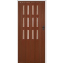 Dekoraks 3 Sıra Camlı Akordeon Kapı Ceviz Ahşap Desenli 87X200CM