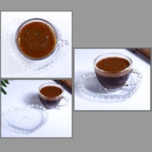 Kitchenboost Girona Kahve Fincanı Takımı - Boncuklu Kahve Fincan Seti 6 Kişilik Kalp Tabaklı 12 Parça