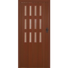 Dekoraks 3 Sıra Camlı Akordeon Kapı, Ceviz Ahşap Desenli, 87X215 cm