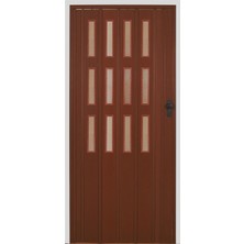Dekoraks 3 Sıra Camlı Akordeon Kapı Ceviz Ahşap Desenli 72X215CM