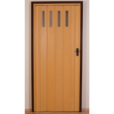 Dekoraks 1 Sıra Camlı Akordeon Kapı, Meşe Ahşap Desenli, 72X215CM
