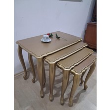 Bengi Ankara Mobilya Zigon St 90640 Klasik Model Sehpa Parlak Gold Renk Kayın Aslan  Ayak El Yapım