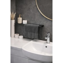 Lunoart Raflı Siyah Metal Havluluk – Modern Banyo Havlu Askısı