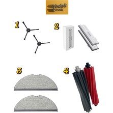 Roborock S8, S8 Plus, S8 Pro Ultra Uyumlu 4’lü Yedek Parça Seti – Filtre+Ana Fırça+Yan Fırça+Mop Bezi