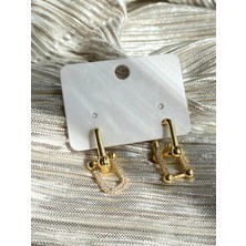 Xuping Kadın Gold Renk Zirkon Taşlı Modern Geçmeli Küpe