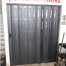 Dekoraks 3 Sıra Camlı Akordeon Kapı, Karaağaç Ahşap Desenli, 87X200CM