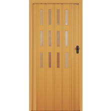 Dekoraks 3 Sıra Camlı Akordeon Kapı, Meşe Ahşap Desenli, 87X215 cm