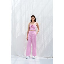 Kadın Regular Fit Bol Paça Rahat Günlük Pembe Pantolon NAAR81234-PEMBE