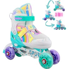 Storemax Hepsifursell Unicorn Işıklı Paten Gökkuşağı Kız Çocuk Pateni Silikon Teker,taşıma Çantalı 3 In 1 Teker