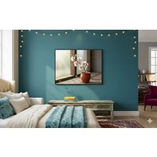 Safir Design Sade ve Şık Pencere Kenarı Çiçek Illüstrasyonu Çerçeveli Salon Tablosu