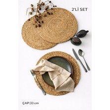 AY&ÇA Home Hasır Jüt Supla 2'li Set Amerikan Servis 33 cm Çap Supla