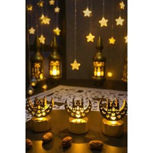 Allians Ramazan Temalı LED Mum Seti, Ay Yıldız ve Cami Silüetli, Masa Üstü Işık