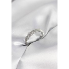 Alvo Store Buğz Gümüş Renk Motif Desenli Zirkon Taşlı Kadın Yüzük