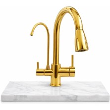 Idimax Spiralli Arıtma Eviye Batarya Gold - Fırın Boyalı - Komple Pirinç Döküm - Montaj Aparatı Hediye