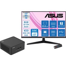 Asus Nuc 15 Pro Tall Kit Intel Core 5-210H 4.8ghz Up 32GB Ddr5 256GB SSD Intel® Graphics Asus 120Hz IPS 23.8 Fhd Mon. Freedos Mini Barebone Masaüstü Bilgisayar RNUC15CRHC50000223F11+ZETTAUSBBELLEK