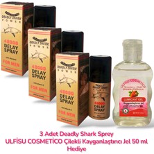 ULFİSU COSMETİCO Ulfisu Cosmetico Deadly Shark Geçiktıriçı Sprey 40 ml 3 Adet - Ulfisu Cosmetico Çilek Aromalı 50 ml Kayganlastirici Jel Hediye