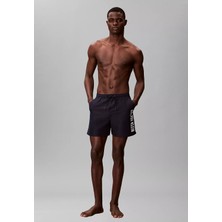 Calvin Klein Erkek Logo Baskılı Hızlı Kuruyan Kumaş Beli Lastikli Lacivert Deniz Şortu LV00N61047-0PP