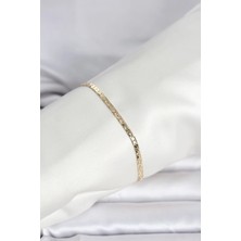 Alvo Store Buğz cm 14K Gold Renk Yassı Ezme Zincir Model Kadın Bileklik
