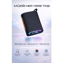 FaroxTech 8W Rgb Işıklı Taşınabilir Bluetooth Hoparlör - Suya Dayanıklı Tasarım