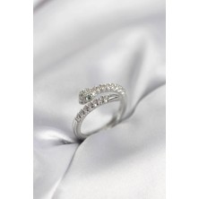 Alvo Store Buğz Yılan Model Gümüş Renk Zirkon Taşlı Kadın Yüzük