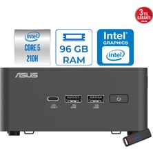 Asus Nuc 15 Pro Tall Kit Intel Core 5-210H 4.8ghz Up 96GB Ddr5 256GB SSD Intel® Graphics Freedos Mini Barebone Masaüstü Bilgisayar RNUC15CRHC500002F31+ZETTAUSBBELLEK