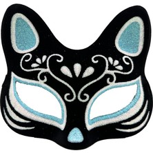 GRAYLINE Line Siyah Renk Süet Kaplama Üzeri Gümüş Mavi Simli Kedi Maskesi 17X14 cm 99856641