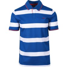 Paul & Shark Erkek Pamuklu Regular Fit Çizgili Kısa Kollu Mavi-Beyaz Polo Yaka T-Shirt 23411289A-231