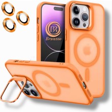 Bruntoo Br Apple Iphone 12 / 12 Pro ile Uyumlu Mat Serisi Standlı Kapak Magsafe Kılıf +Lens Koruma .