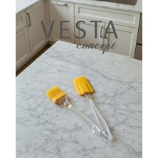 Vesta Concept Şeffaf Saplı Silikon Fırça ve Spatula Seti - 2 Parça Isıya Dayanıklı Mutfak Hazırlık Seti