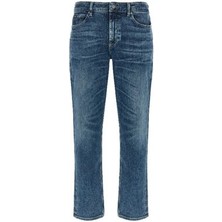 Boss Erkek Taşlı Görünümlü Normal Kalıp Düz Paça Esnek Pamuklu Denim Mavi Jeans 50555048-422