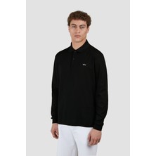 Paul & Shark Erkek Regular Fit Polo Yaka Pamuklu Uzun Kollu Siyah Polo Yaka T-Shirt C0P1229-011