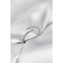 Alvo Store Buğz Gümüş Renk Zirkon Taşlı Yılan Tarz Kadın Yüzük