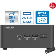 Asus Nuc 15 Pro Tall Kit Intel Core 5-210H 4.8ghz Up 24GB Ddr5 1tb SSD Intel® Graphics Freedos Mini Barebone Masaüstü Bilgisayar RNUC15CRHC500002F08+ZETTAUSBBELLEK
