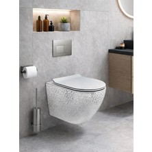 Yedi Yapı Gümüş Desenli Asma Klozet