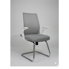 Sahmetra Pacers Katlanır Kollu Çalışma Sandalyesi | Ofis ve Bilgisayar Koltuğu | Sabit Ayak | Gri Kumaş - Beyaz Kollar