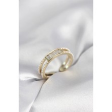 Alvo Store Buğz Baget Zirkon Taşlı Gold Renk Incili Kadın Yüzük