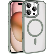 Apple iPhone 16 Pro Kılıf Wireless Şarj Özellikli Zore Krom M-Safe Silikon Kapak