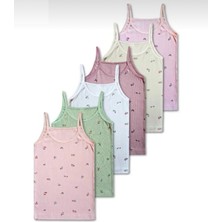 Little Pumpkin 6lı Kız Çocuk Çiçek Desenli Ip Askılı Ribana Atlet