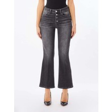 Liu Jo Kadın Eskitme Desenli Normal Kalıp Bol ve Kısa Paçalı Denim Gri Pantolon UF5040D4615-87352
