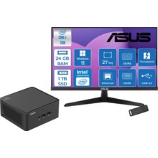 Asus Nuc 15 Pro Tall Kit Intel Core 5-210H 4.8ghz Up 24GB Ddr5 1tb SSD Intel® Graphics Asus 120Hz IPS 27 Inç Fhd Mon. WIN11HOME Mini Barebone Masaüstü Bilgisayar RNUC15CRHC50000227H08+ZETTAUSBBELLEK