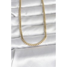 Alvo Store Buğz cm 14K Gold Renk Yassı Ezme Zincir Model 60 cm Kadın Kolye