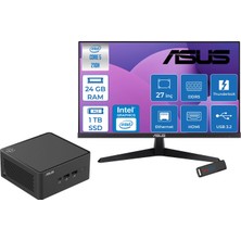 Asus Nuc 15 Pro Tall Kit Intel Core 5-210H 4.8ghz Up 24GB Ddr5 1tb SSD Intel® Graphics Asus 120Hz IPS 27 Inç Fhd Mon. Freedos Mini Barebone Masaüstü Bilgisayar RNUC15CRHC50000227F08+ZETTAUSBBELLEK
