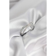 Alvo Store Buğz Zirkon Taşlı Sarmal Sedefli Gümüş Renk Kadın Yüzük